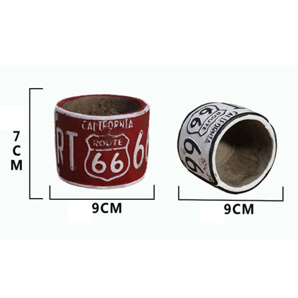 America Vintage 66 Route Car Plate Ashtray Succulent Pot     green