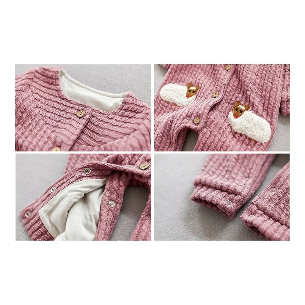 Infant Baby One-pieces Boy Girl Thick Warm 0-1-2 years old :red coffee(rose) 66c