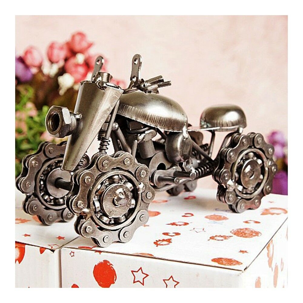 Vintage Cars Iron Chain Snowmobile Model  Table Decoration   Black