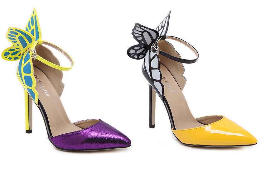 Tacones con alas de mariposa hot sale