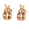 Galvanized Austrian Zircon Ear Studs Ladybird   colorful