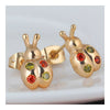 Galvanized Austrian Zircon Ear Studs Ladybird   colorful