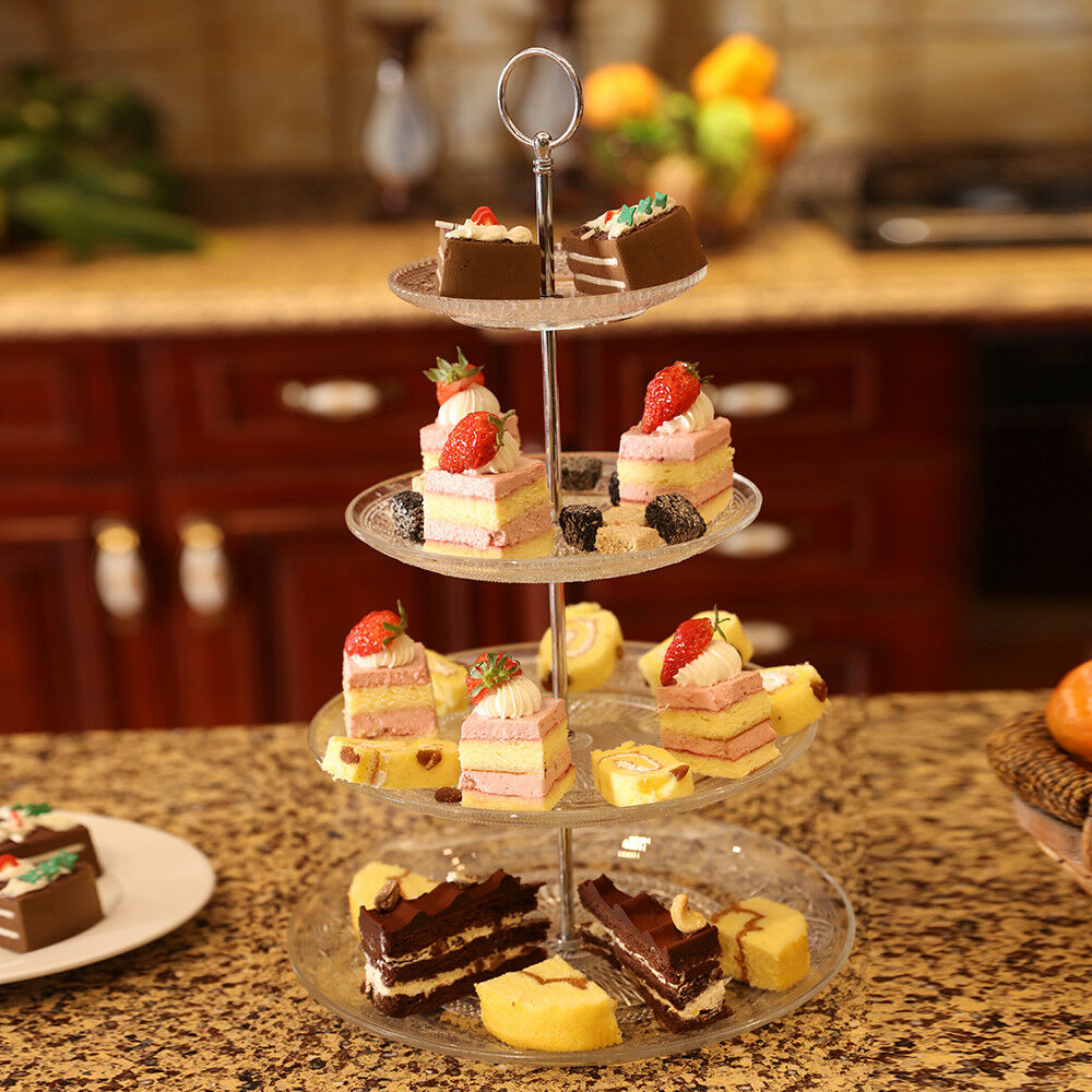 1 Tier VINTAGE STYLE Wedding Cupcake Cake Biscuit Clear Glass Stand Display