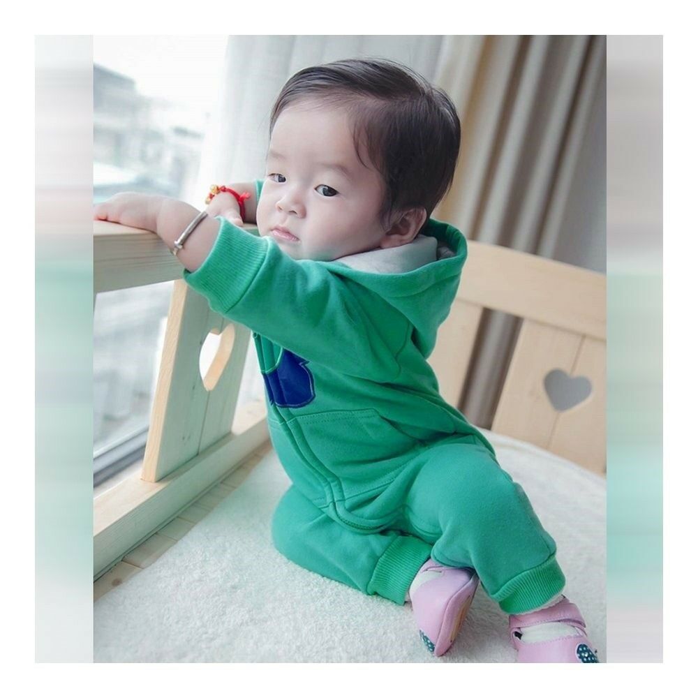 Infant Baby Boy Girl Thick Warm Rompers One-pieces Flower 0-1-2 years old turquo