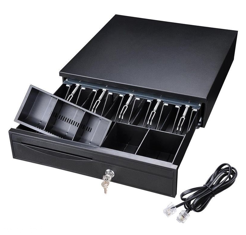 Cash Drawer Safe Box 5 Bill 5 Coin Tray for POS Printer Store Money Lock Storage