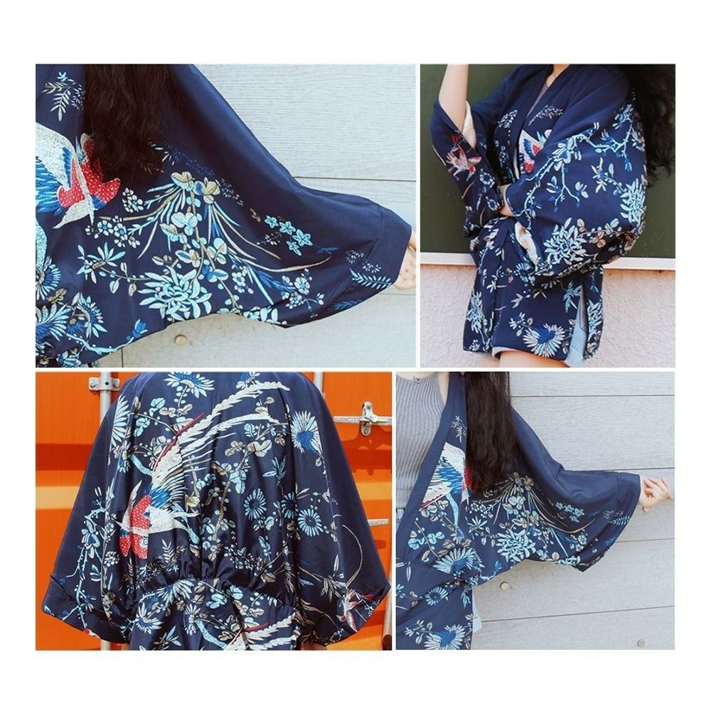 Kimono Style Batwing Sleeve Sunscreen Cardigan Coat   S