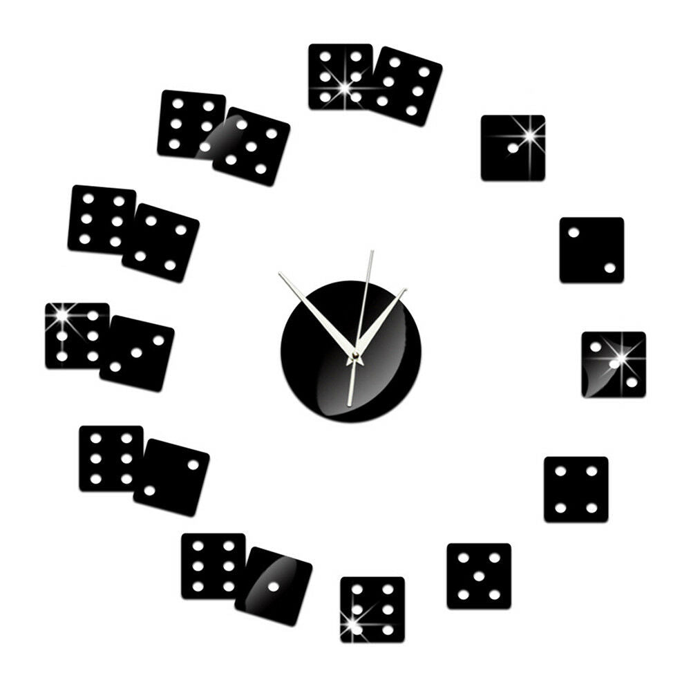 Living Room Wall Clock Mirror DIY Creative Dice