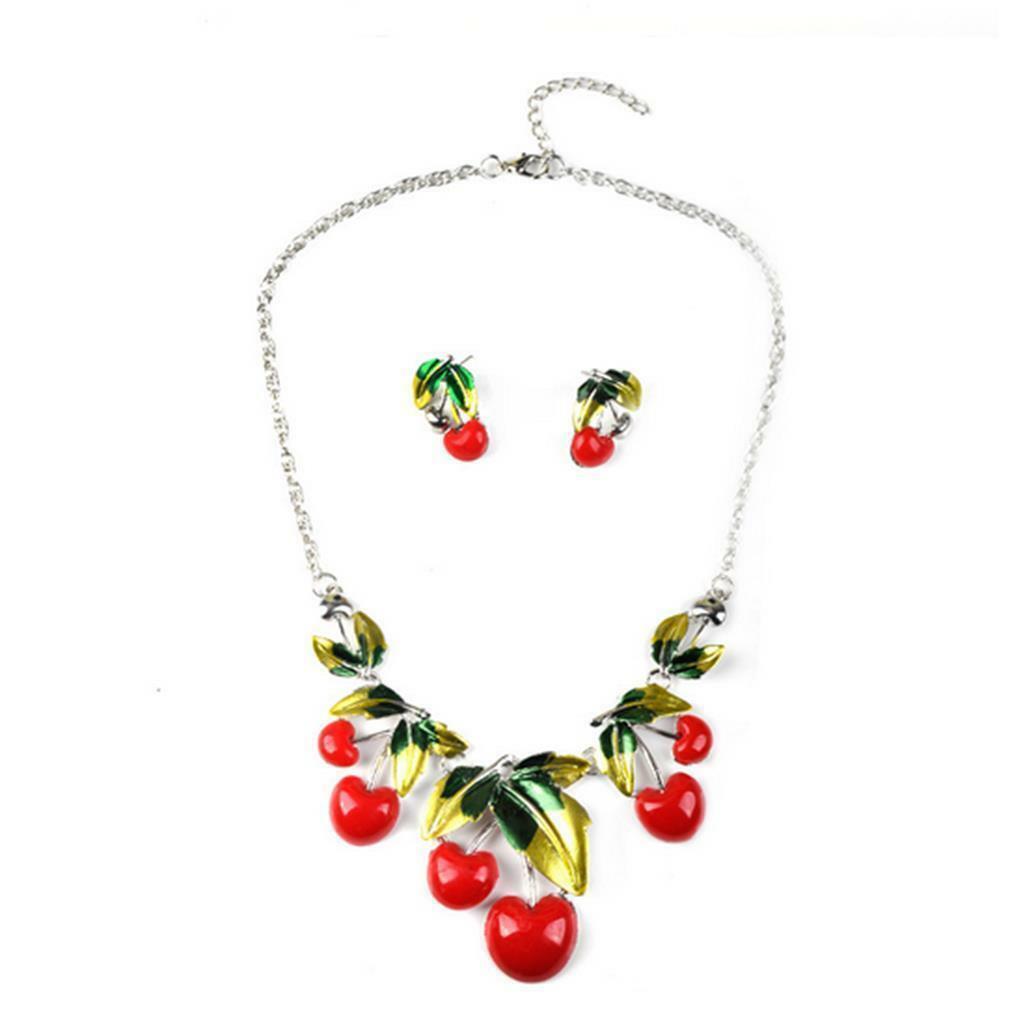 Jewelry Necklace Oil Cherry Cute Sweet Necklace Suit Woman Clavicle Necklace