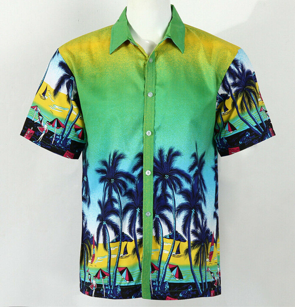 Hot LARGE SIZE Men Aloha Shirt Cruise Tropical Luau Beach Hawaiian Party Palm