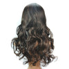 55cm Curly Wavy Wig Tilted Frisette Highlights Black Hair Cap
