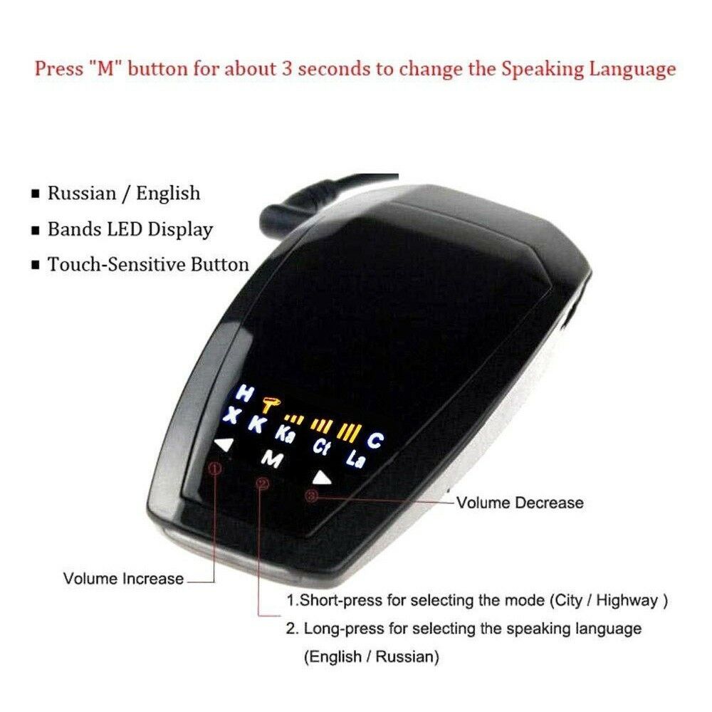 VB Car Radar Detectror Speed Full Band   English