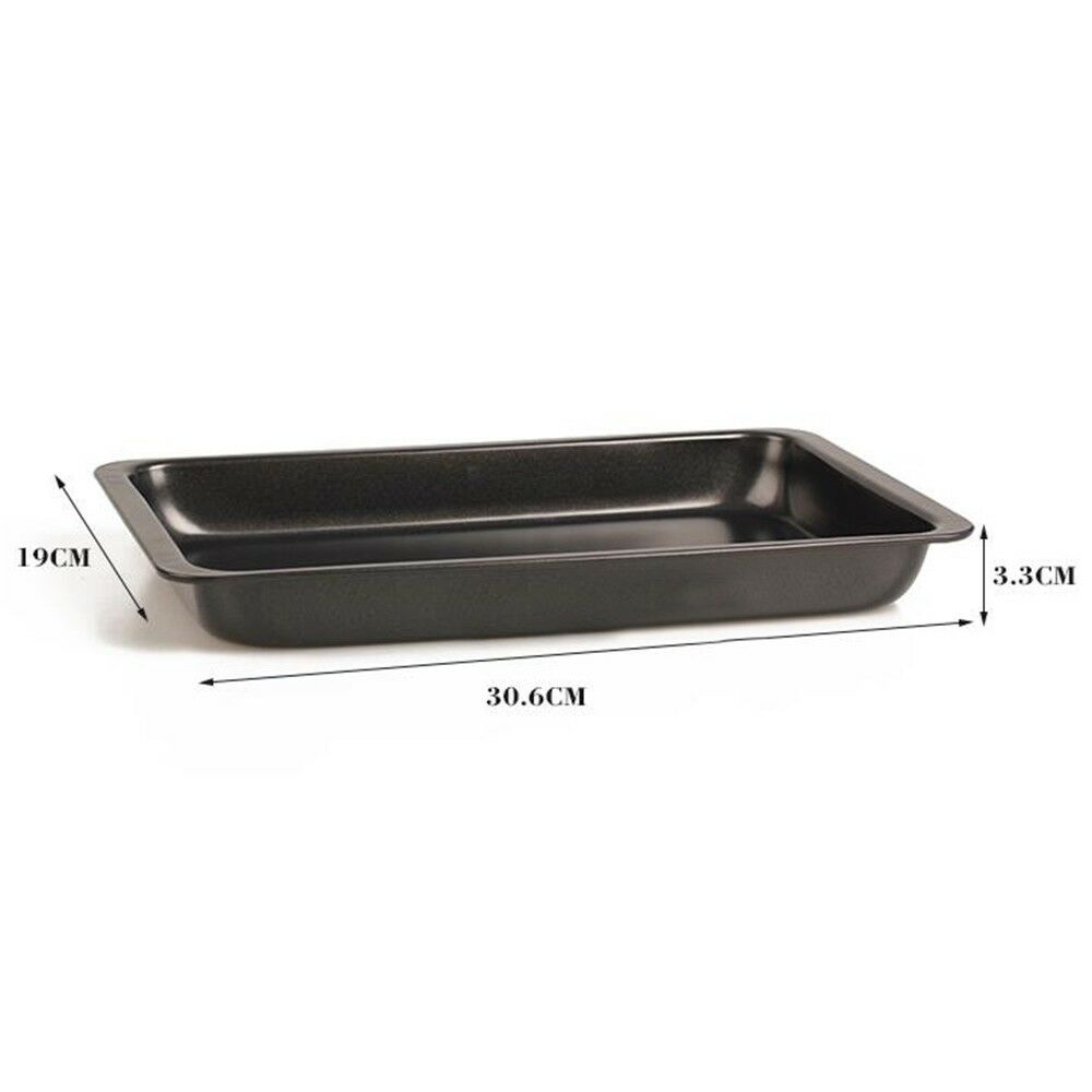 Oven Plate Non-stick Baking Tool Rectangle Black 30.6x19x3.3cm