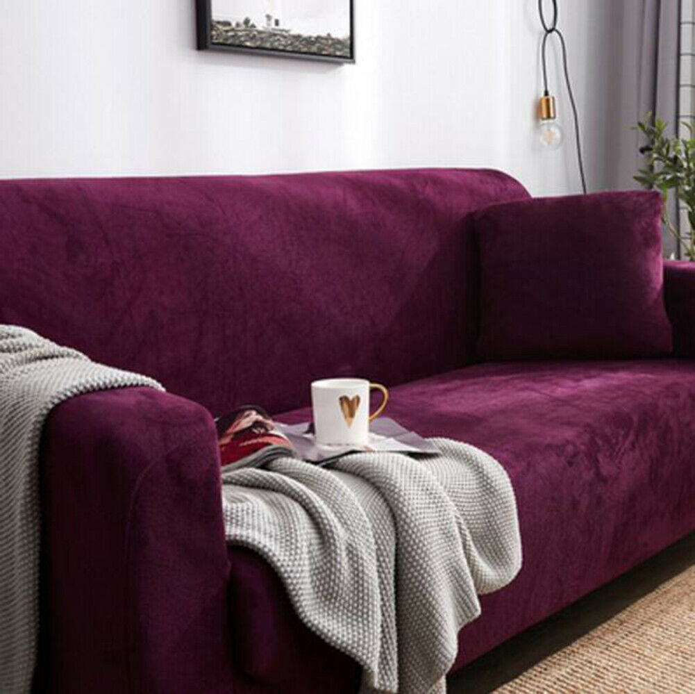 1 2 3 4 Winter Stretch Chair Sofa Covers Couch Cover Elastic Slipcover Flannel
