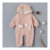 Infant Baby Boy Girl Thick Warm Rompers One-pieces Hat Ear 0-1-2 years old pink