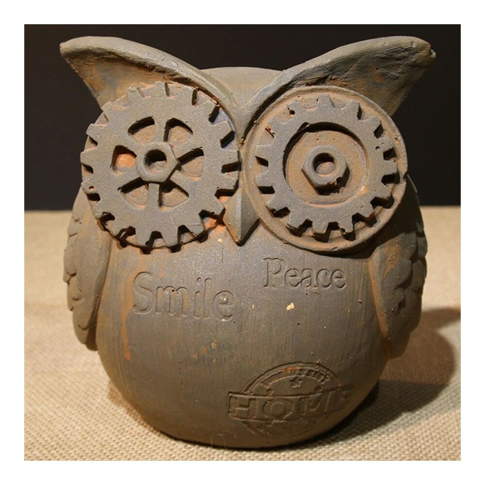 Vintage Industrial Owl Table Decoration Cement   big