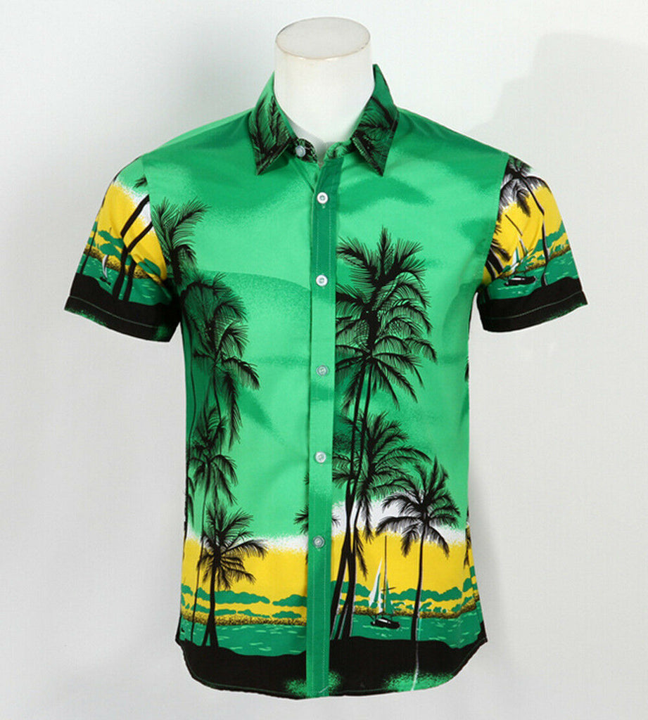 Hot LARGE SIZE Men Aloha Shirt Cruise Tropical Luau Beach Hawaiian Party Palm