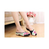 Summer Old Beijing Cloth Shoes Embroidered Shoes Slipsole Middle Heel Woman Nati