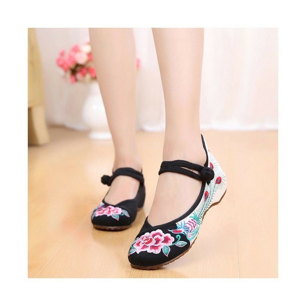 Old Beijing Cloth Shoes Low Cut Shoes Increased whitin National Style Cowhell So