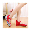Old Beijing Cloth Shoes Thick Sole National Style Embroidered Woman Shoes  red