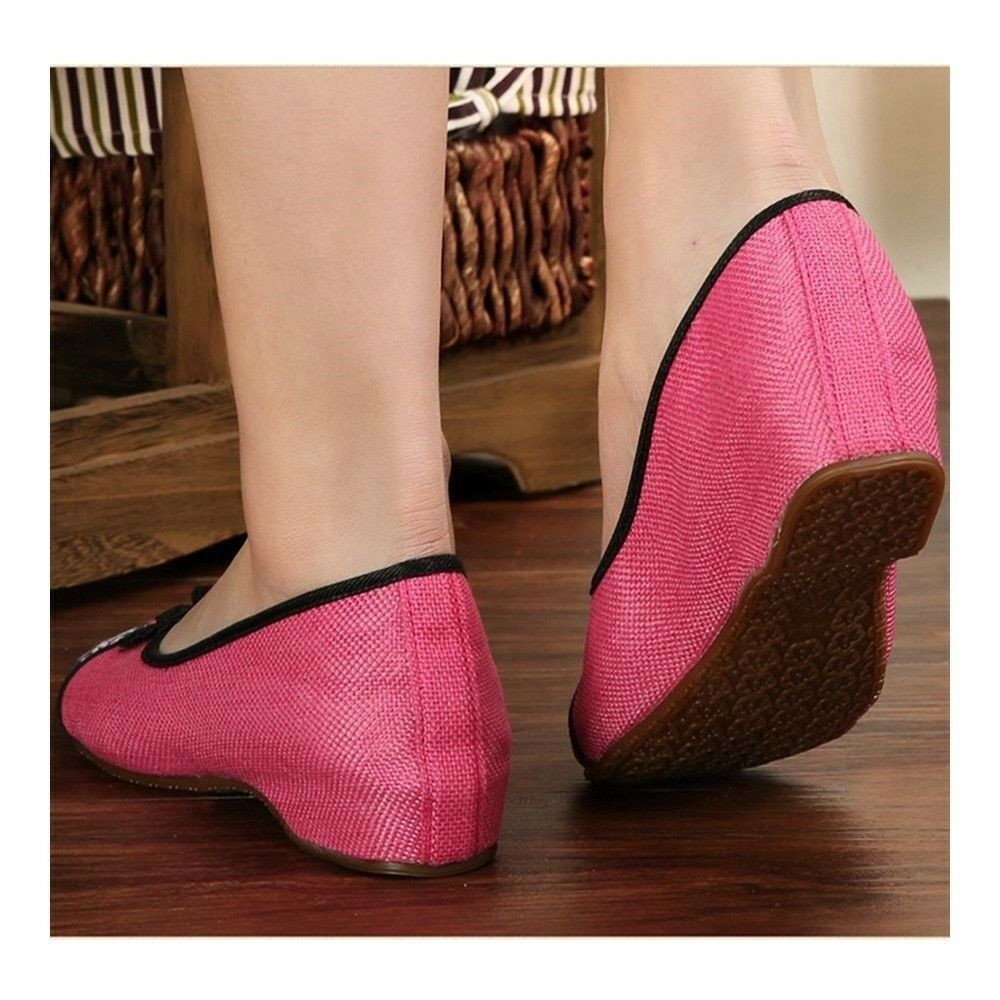 Peacock Old Beijing Cloth Embroidered Shoes  pink