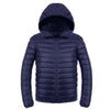 Light Thin Short Down Coat Man Hooded Fashionable   navy