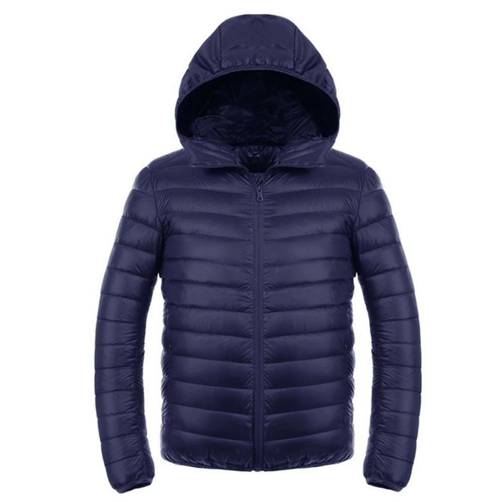 Light Thin Short Down Coat Man Hooded Fashionable   navy