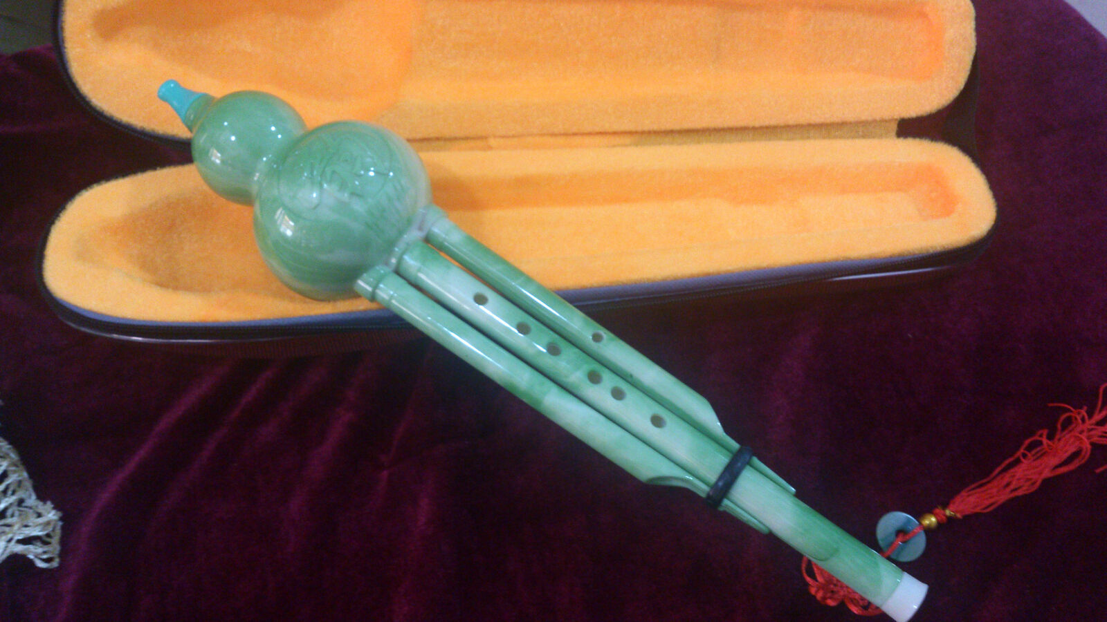 Chinese Traditional Gourd Flute Bottle Gourd Silk Hulusi Imitative Jade Jade