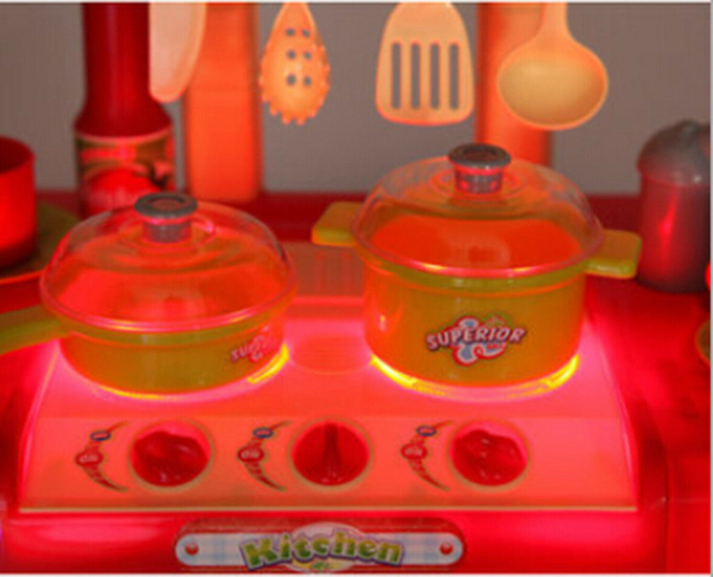 Kid's Kitchen Utensils Set Play House Changable Combination Kitchenware Red/pink