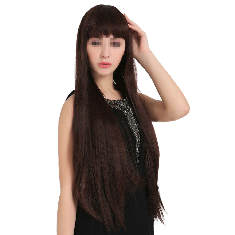 55cm Long one-Piece Straight Wig cap with lace-up Black