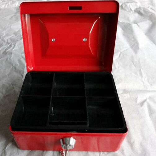10 Inch Small Steel Cash Box Safty box With Removable Tray and Key Lock 2 keys