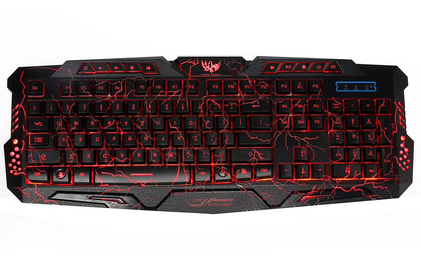 Gaming Keyboard 3 Colours Backlighting Wired Multimedia PC Gaming Keyboard