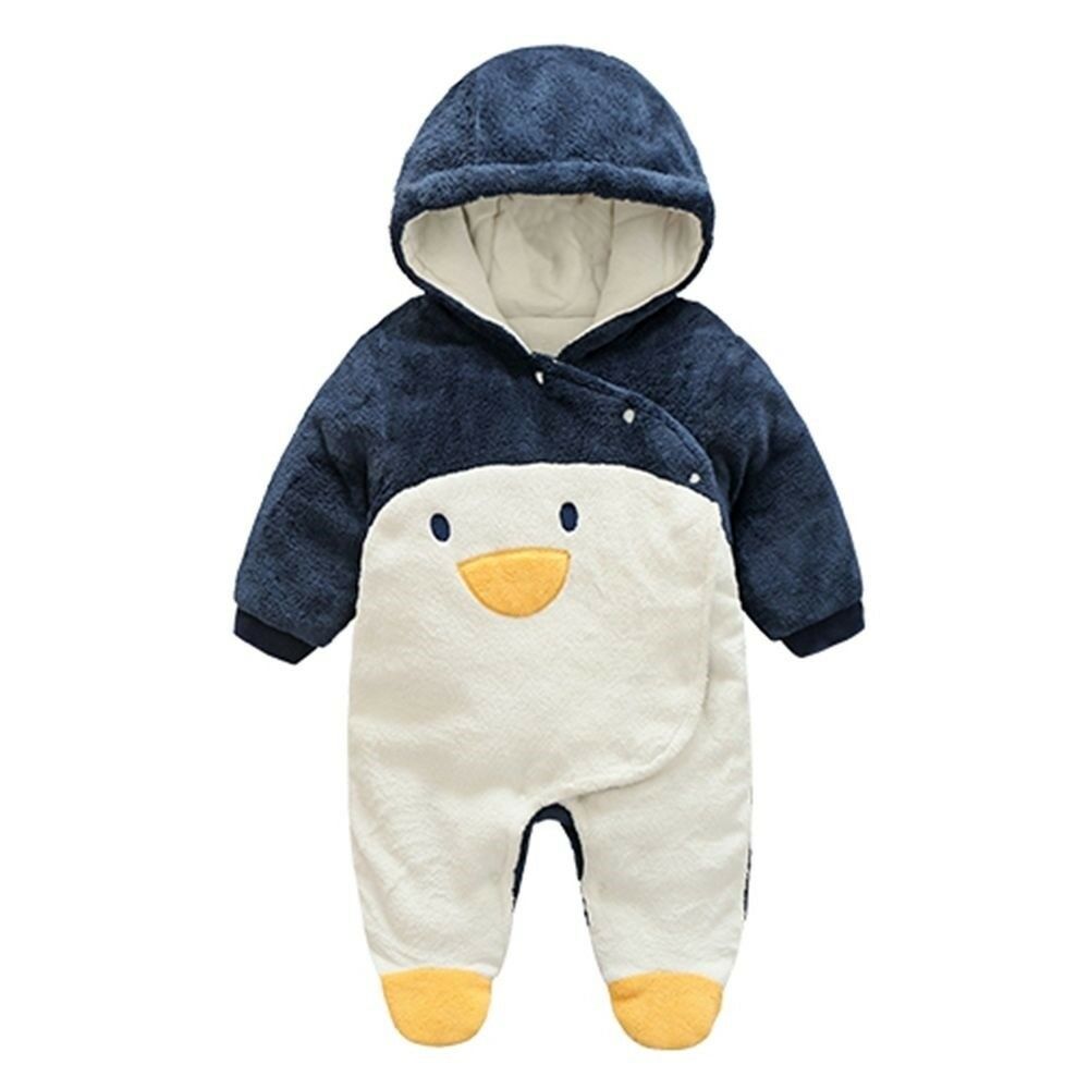 Infant Cotton Rompers One-pieces Thick Jumpsuits 0-3-6 months penguin 59cm