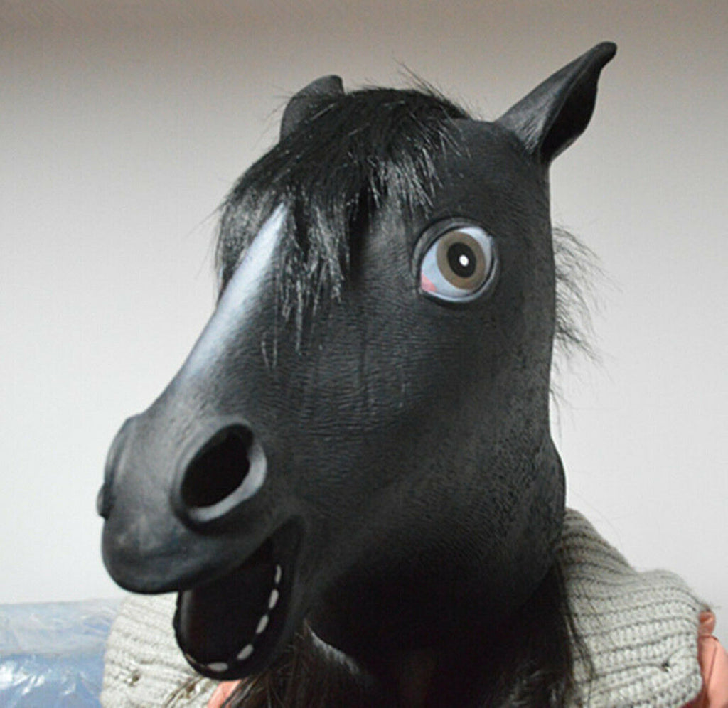 Horse Head Mask Rubber Latex Animal Costume Full head Mask Halloween Costume Fan