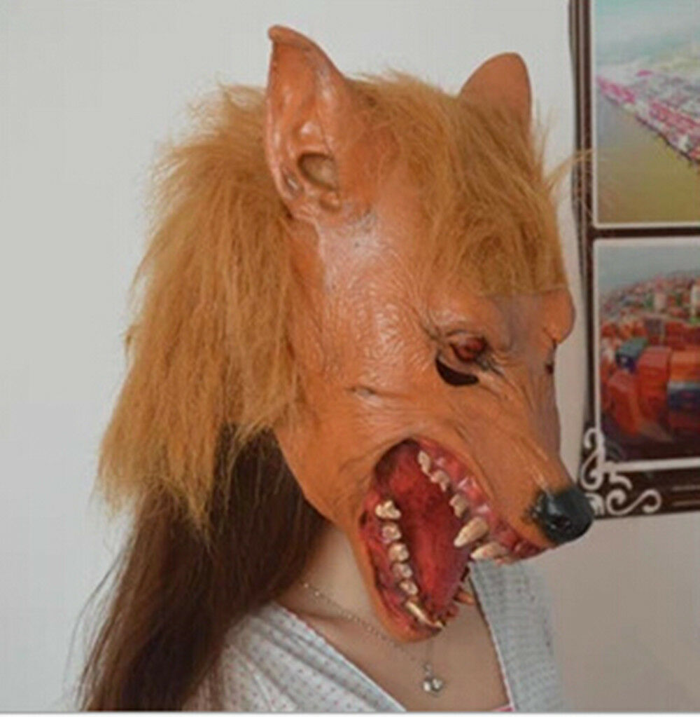 Wolf Head Mask Rubber Latex Animal Costume Full head Mask Halloween Costume Fanc