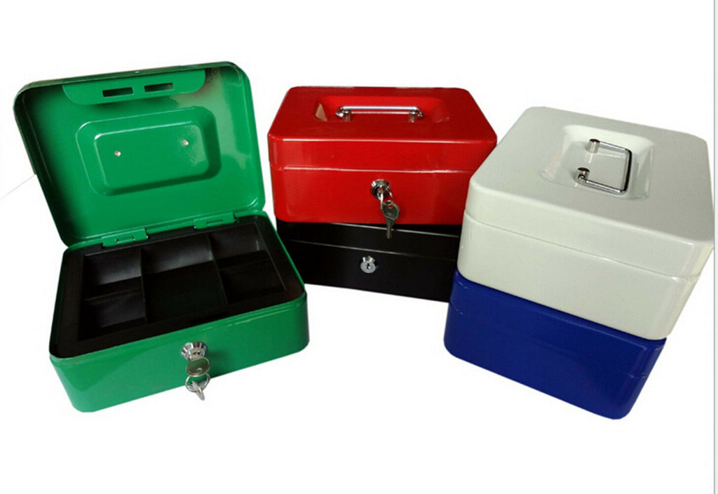 10 Inch Small Steel Cash Box Safty box With Removable Tray and Key Lock 2 keys
