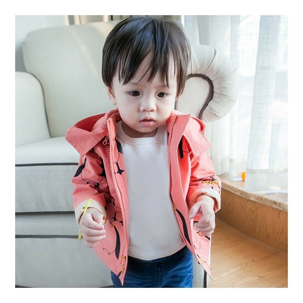 Infant Baby Boy Girl Cartoon Zipper Coat orange 66cm