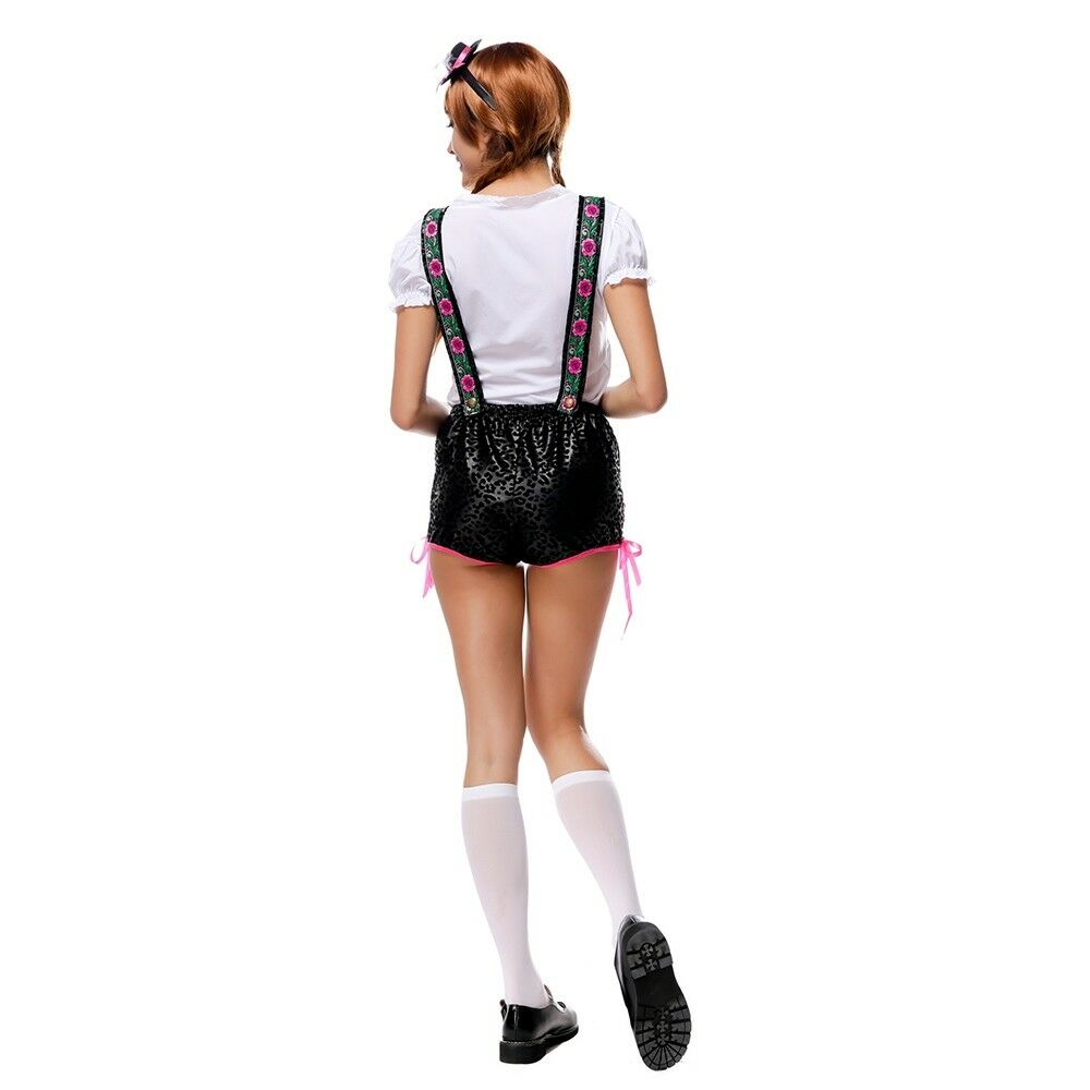Luxury Embroidery Suspender Pants Costume Waitress Halloween