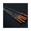 Single wooden handle stainless steel outdoor grill tool accessories health U-grilled lamb skewers needle acupuncture needle roast - Mega Save Wholesale & Retail - 3