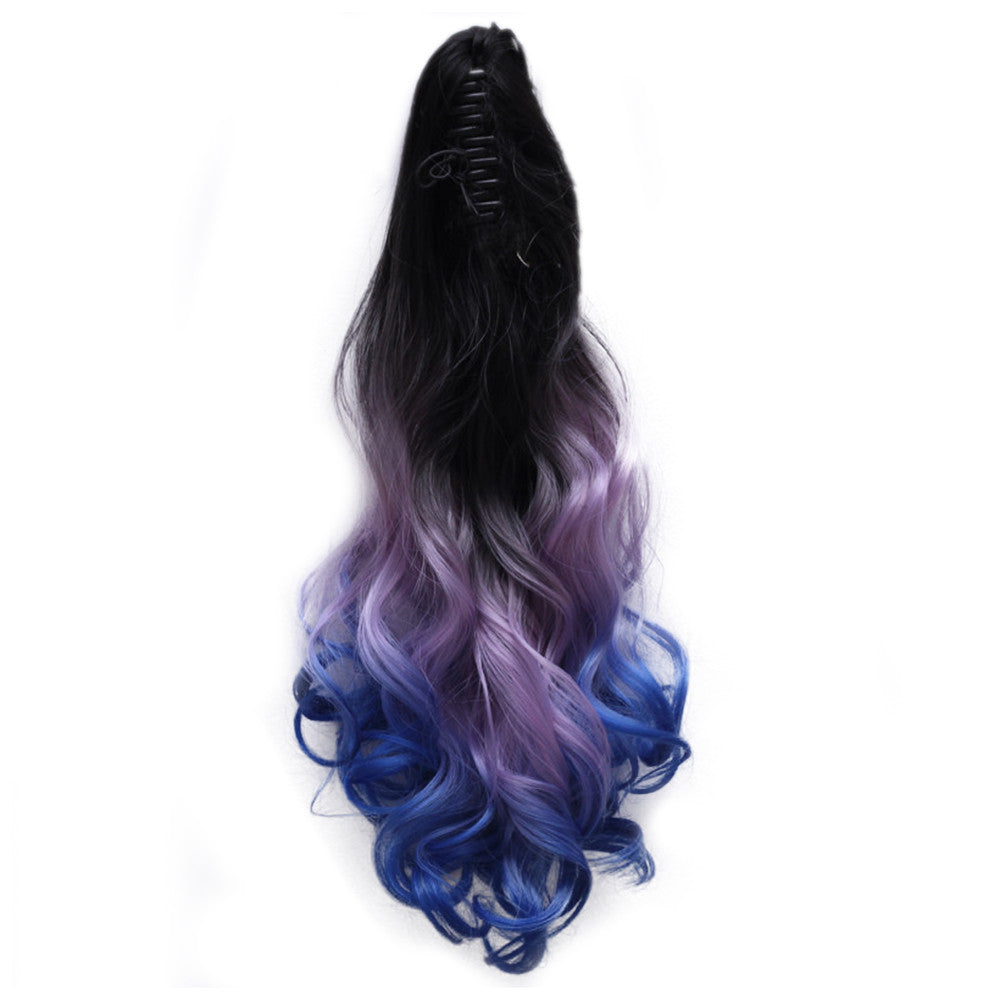 Gradient Ramp Claw Clip Horsetail Wig    10#black purple blue - Mega Save Wholesale & Retail - 2