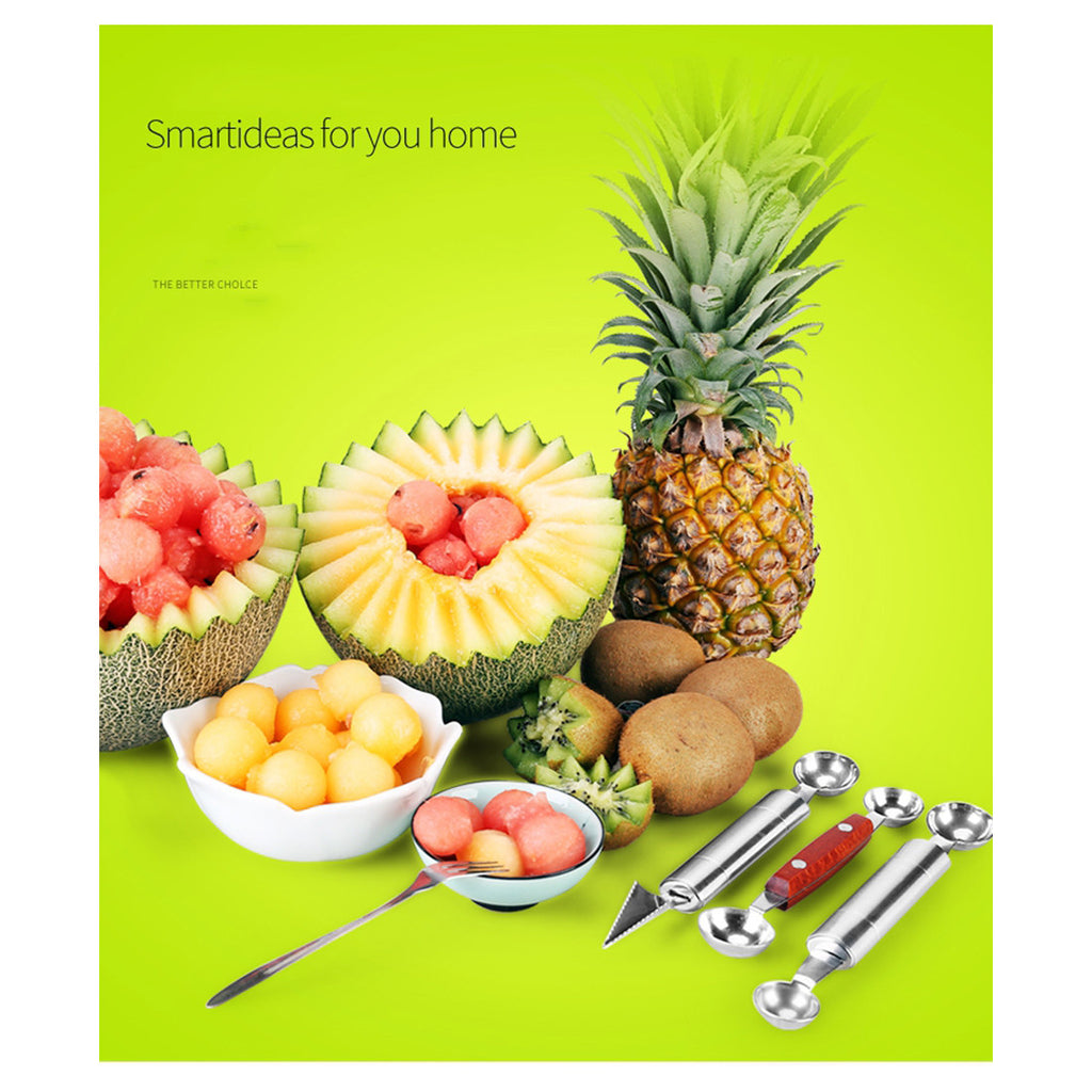 With a guarantee to pay compensations bad fruit carving knife fruit watermelon spoon to dig the ball spoon fruit watermelon spoon to dig the ball is stainless steel   Spoon Wooden Handle - Mega Save Wholesale & Retail - 5