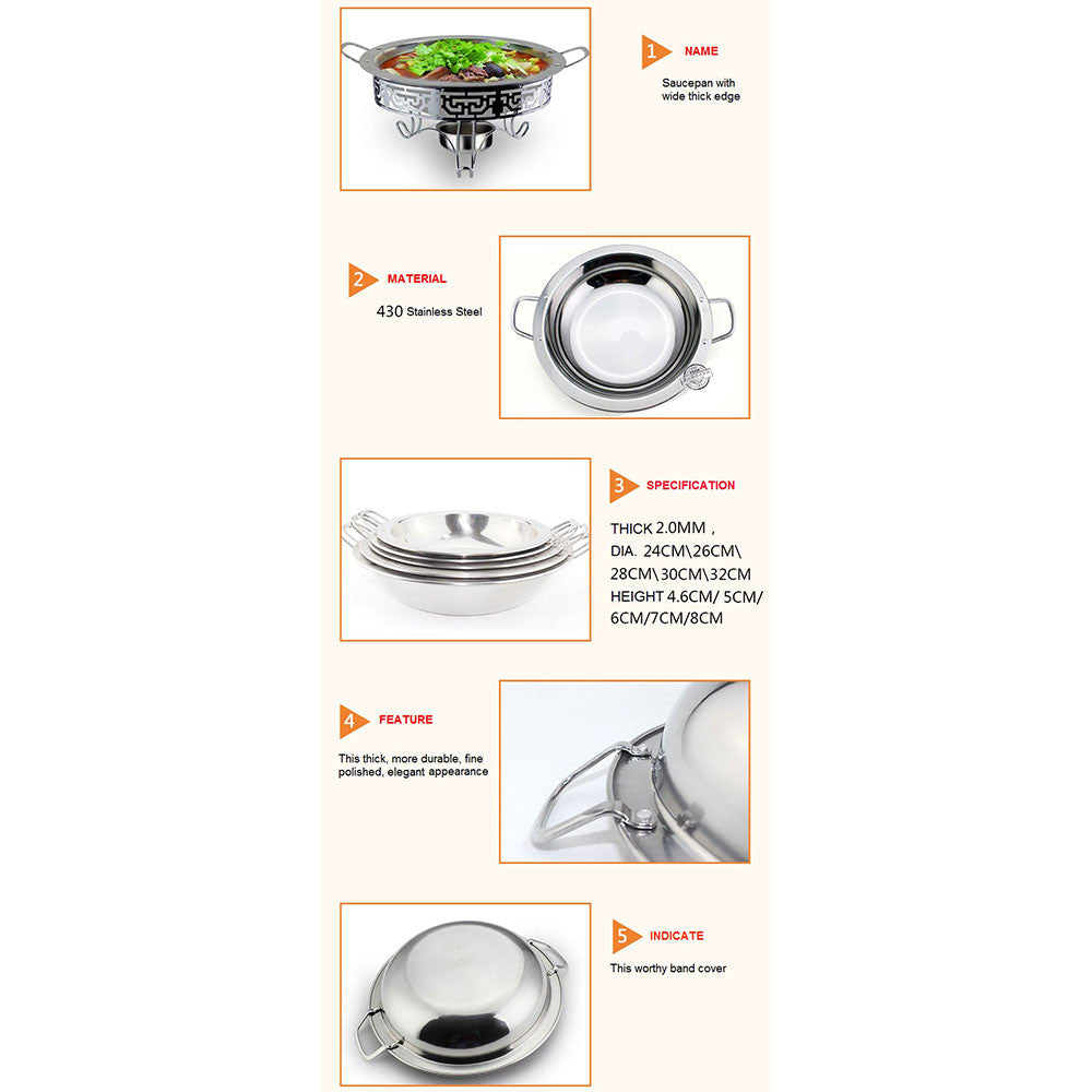 2 PCT special thick stainless steel broadside ears dry pan alcohol stove Stewed broadside Bar Ding   24CM - Mega Save Wholesale & Retail