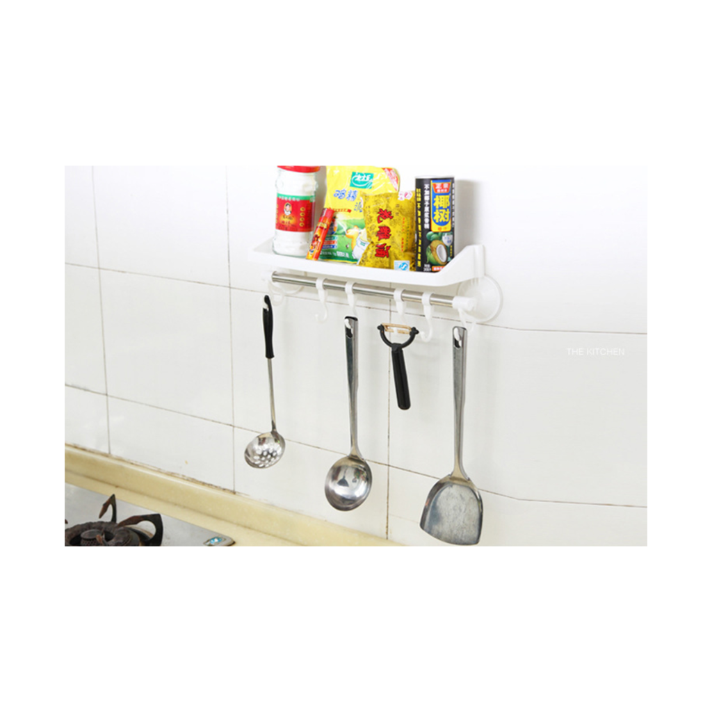 Multi Suction Cup Shelf With Hooks Organizer Storage Kitchen Holder Bath Caddy   rose red - Mega Save Wholesale & Retail - 5