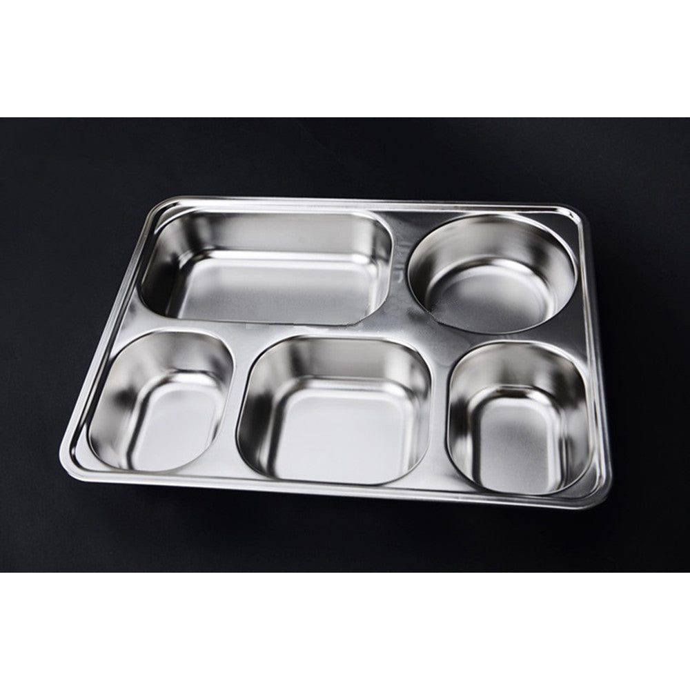Deepen thick stainless steel plate snack square stainless steel sub-grid covered five grid fourfold rice dish lunch boxes free shipping  5 Grid - Mega Save Wholesale & Retail