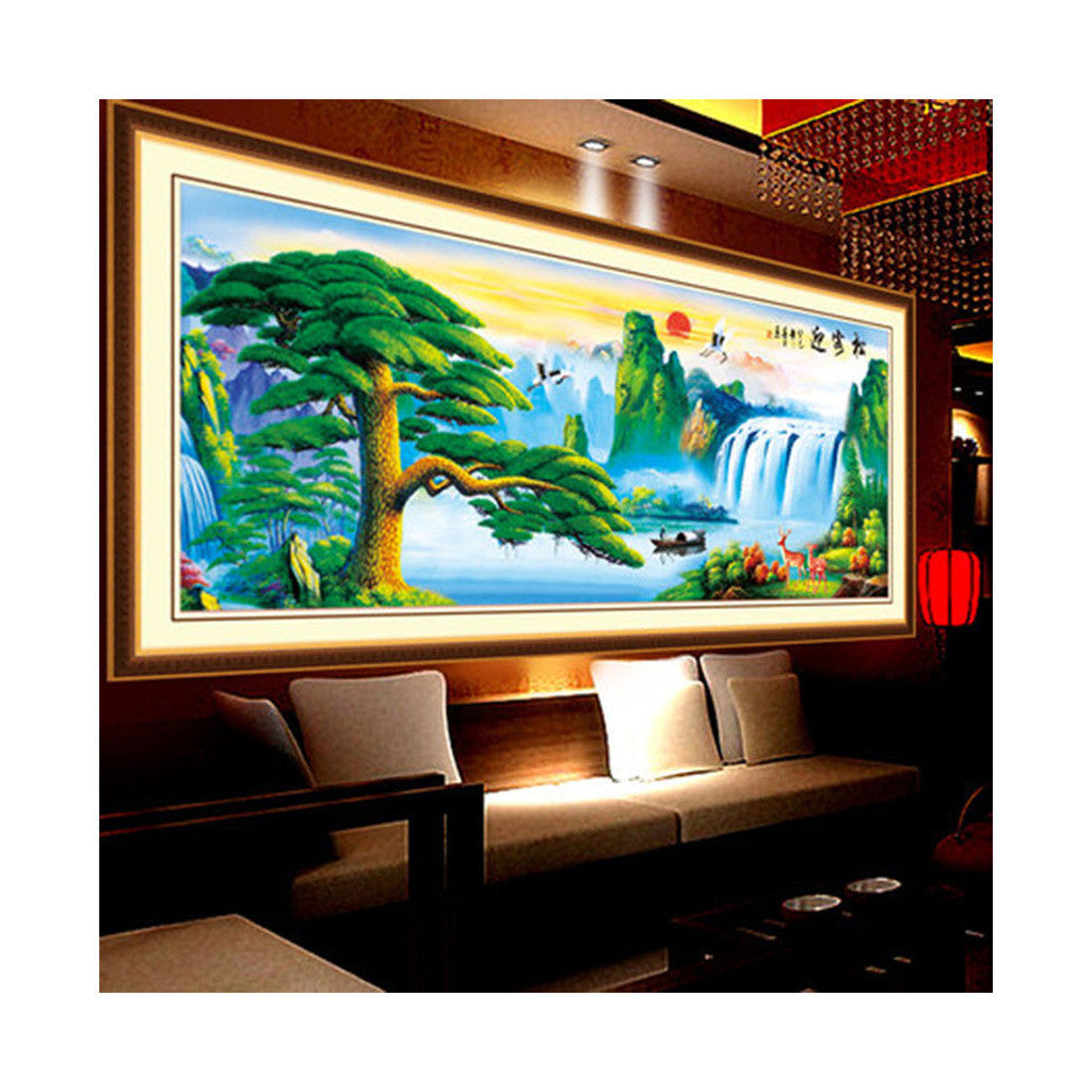 5D Diamond Painting Full-jewelled Living Room the Pine Greeting Guests Cross Stitch Treasures Fill the Home Diamond Paste Diamond Stitch - Mega Save Wholesale & Retail