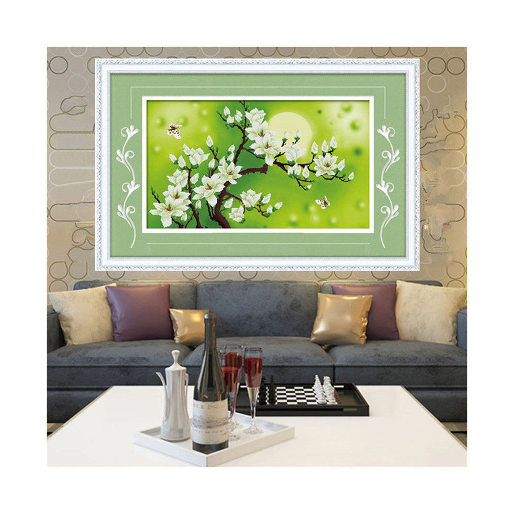 3D Cross Stitch Moon Magnolia Denudata Precise Printing Living Room Bedroom Diamond Painting Landscape Series - Mega Save Wholesale & Retail