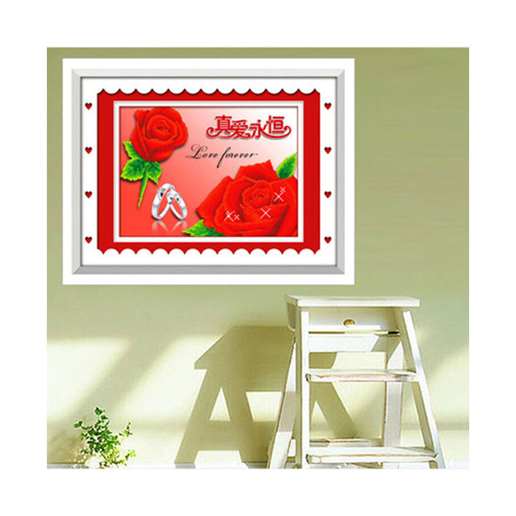 5D Diamond Painting Cross Stitch Diamond Paste Diamond Stitch Rose Forever True Love Full-jewelled Living Room - Mega Save Wholesale & Retail