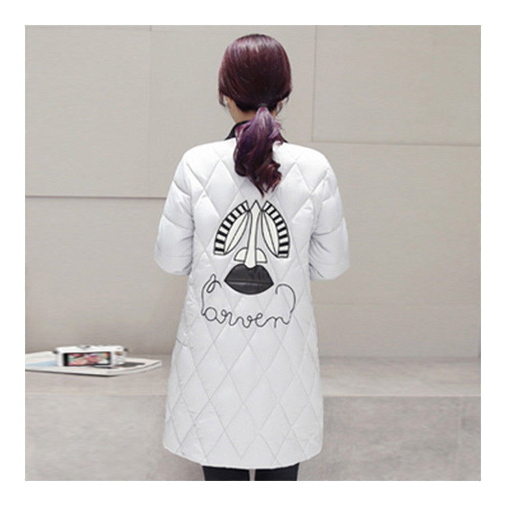 Winter Down Coat Woman Middle Long Light Thin Slim   grey   M - Mega Save Wholesale & Retail - 3