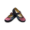 Vintage Embroidered Flat Ballet Ballerina Cotton Mary Jane Chinese Shoes for Women in Velvet Black Floral Design - Mega Save Wholesale & Retail - 2