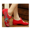 Vintage Chinese Embroidered Floral Shoes Women Ballerina Mary Jane Flat Ballet Cotton Loafer Red - Mega Save Wholesale & Retail - 1