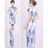 Chinese Blue and white porcelain Cheongsam Evening Prom Wedding Elegant Dress S - Mega Save Wholesale & Retail - 1